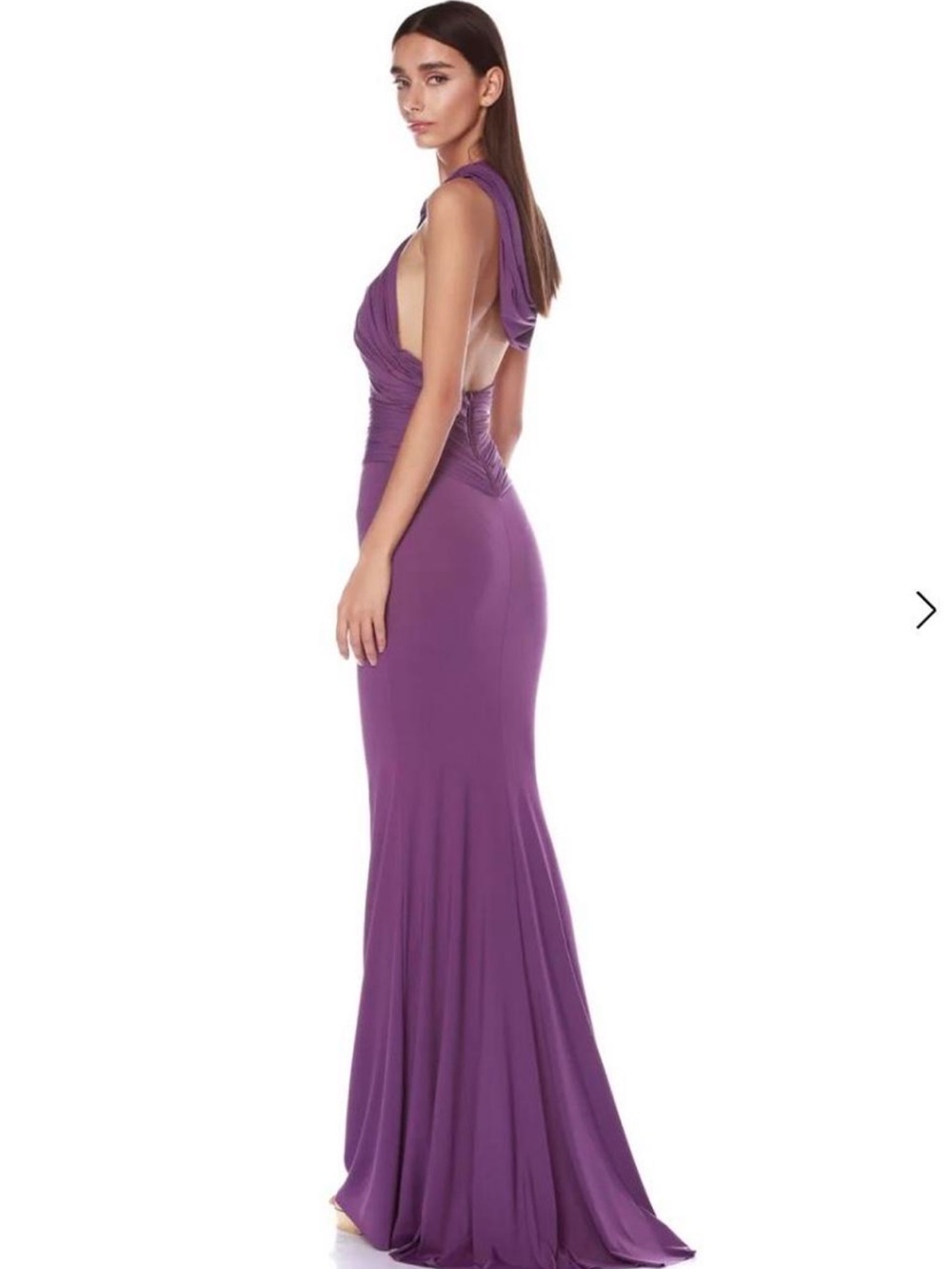 Bronx and Banco Purple Hooded Twist Maxi Gown - Picture 2 of 6